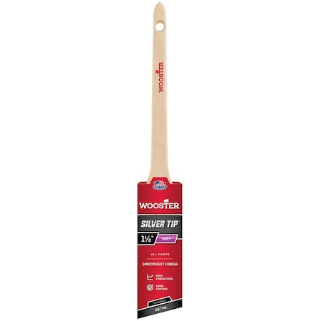 Wooster 1-1/2" Thin Angle Sash Soft, Silver CT Polyester Bristle, Paint Brush, Wood Handle 5224